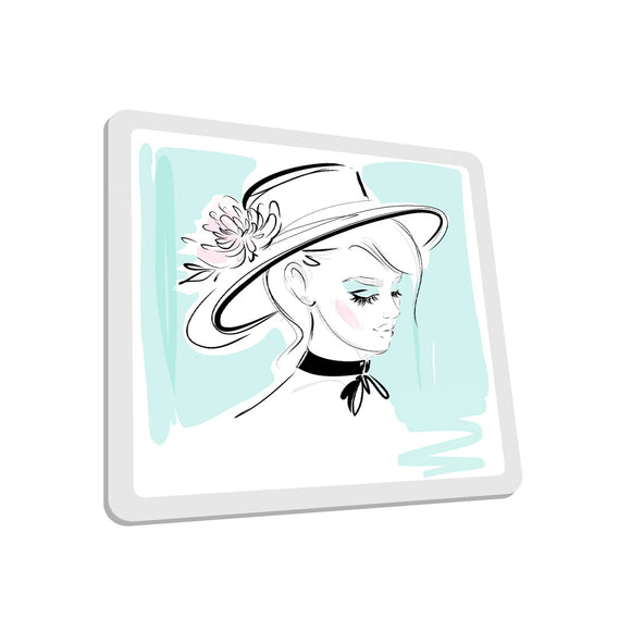 Square Coaster Girl in Hat SCT0012